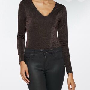 Socialite V Neck Lurex Knit Bodysuit